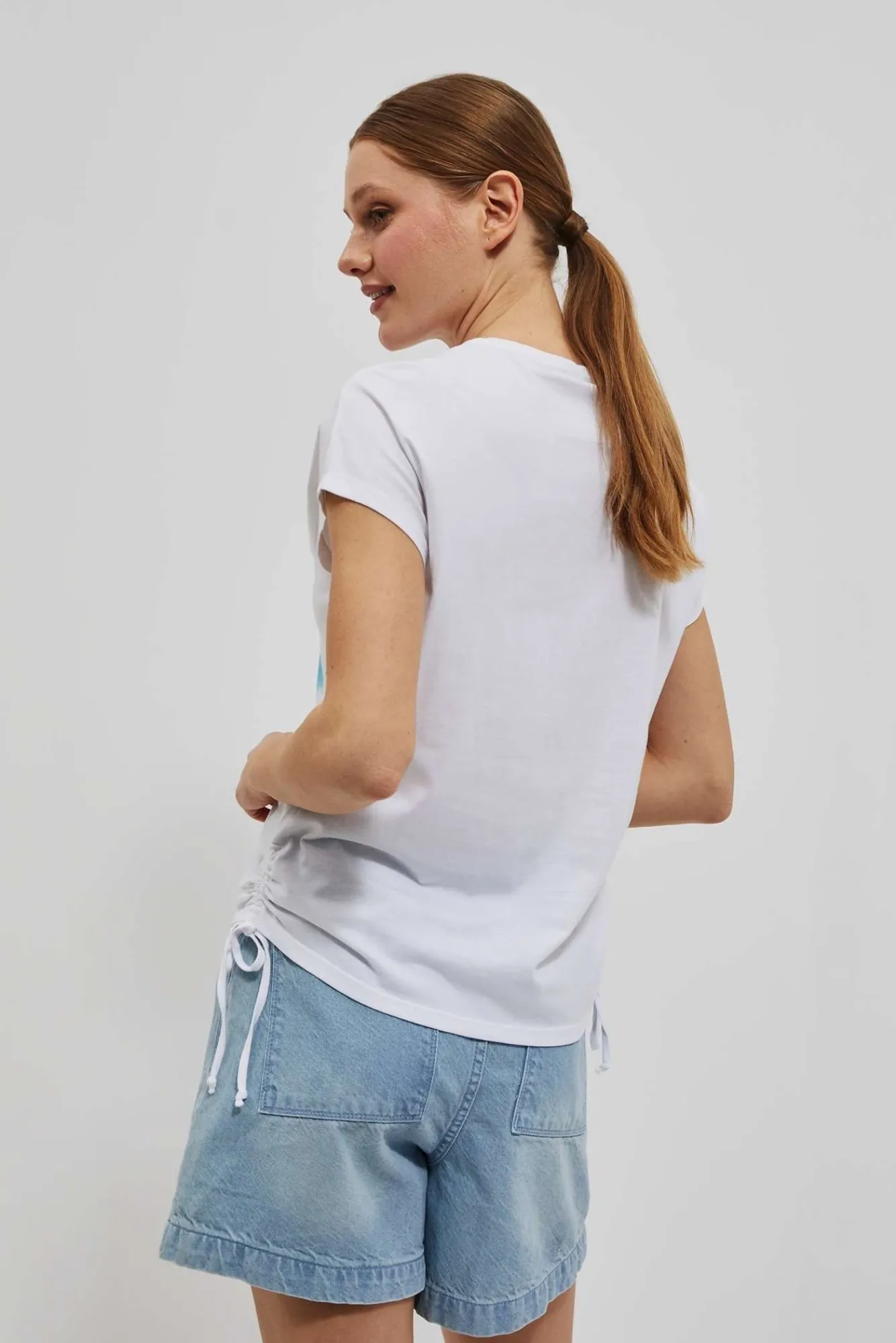 Bluzki Biale|Bluzki Bawełniane>Moodo T-shirt z nadrukiem meduzy biały