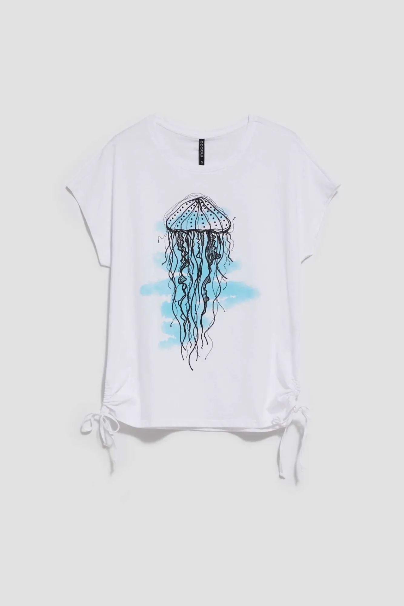 Bluzki Biale|Bluzki Bawełniane>Moodo T-shirt z nadrukiem meduzy biały