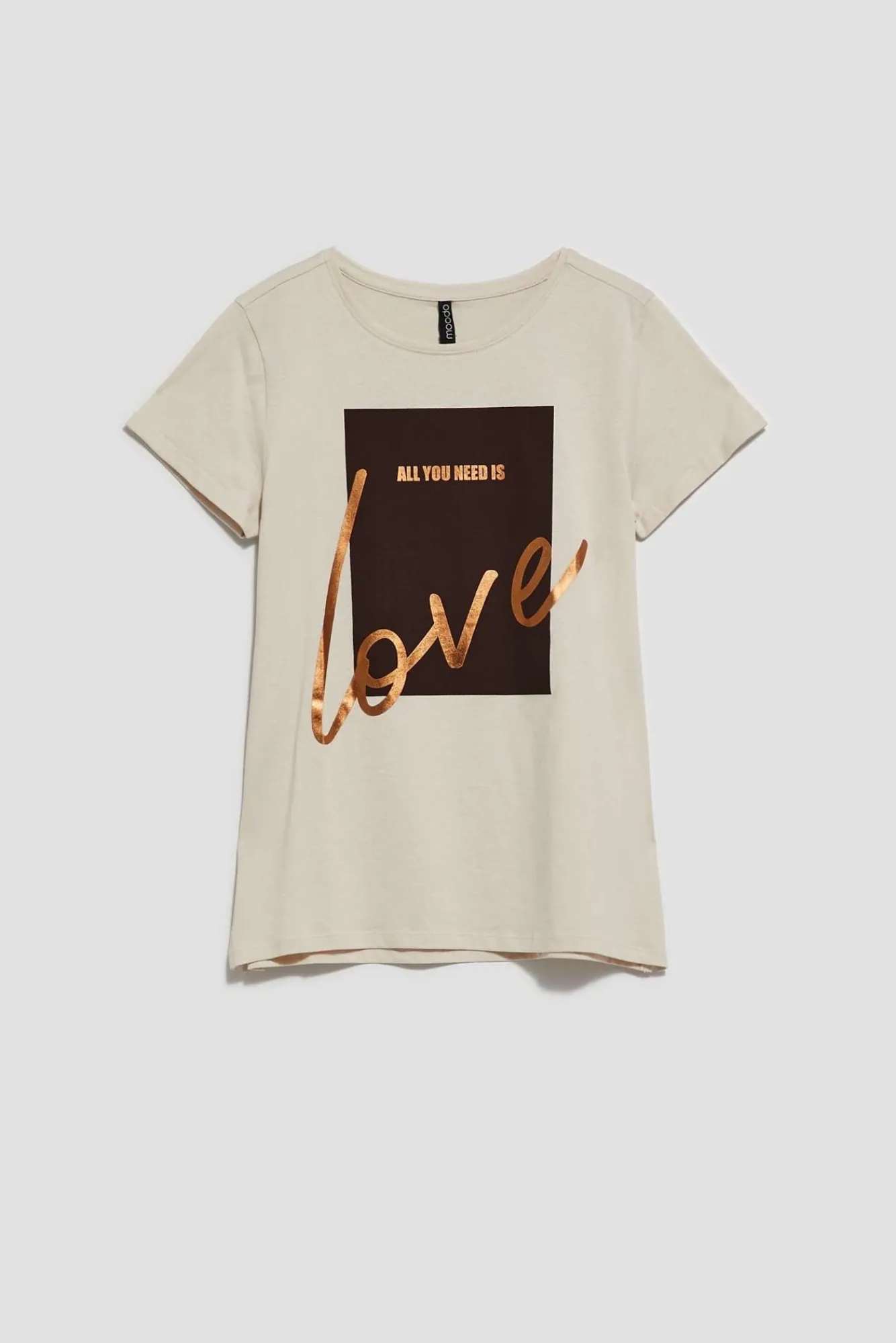 Bluzki Bawełniane|Bluzki Z Krótkim Rękawem>Moodo T-shirt z nadrukiem piaskowy