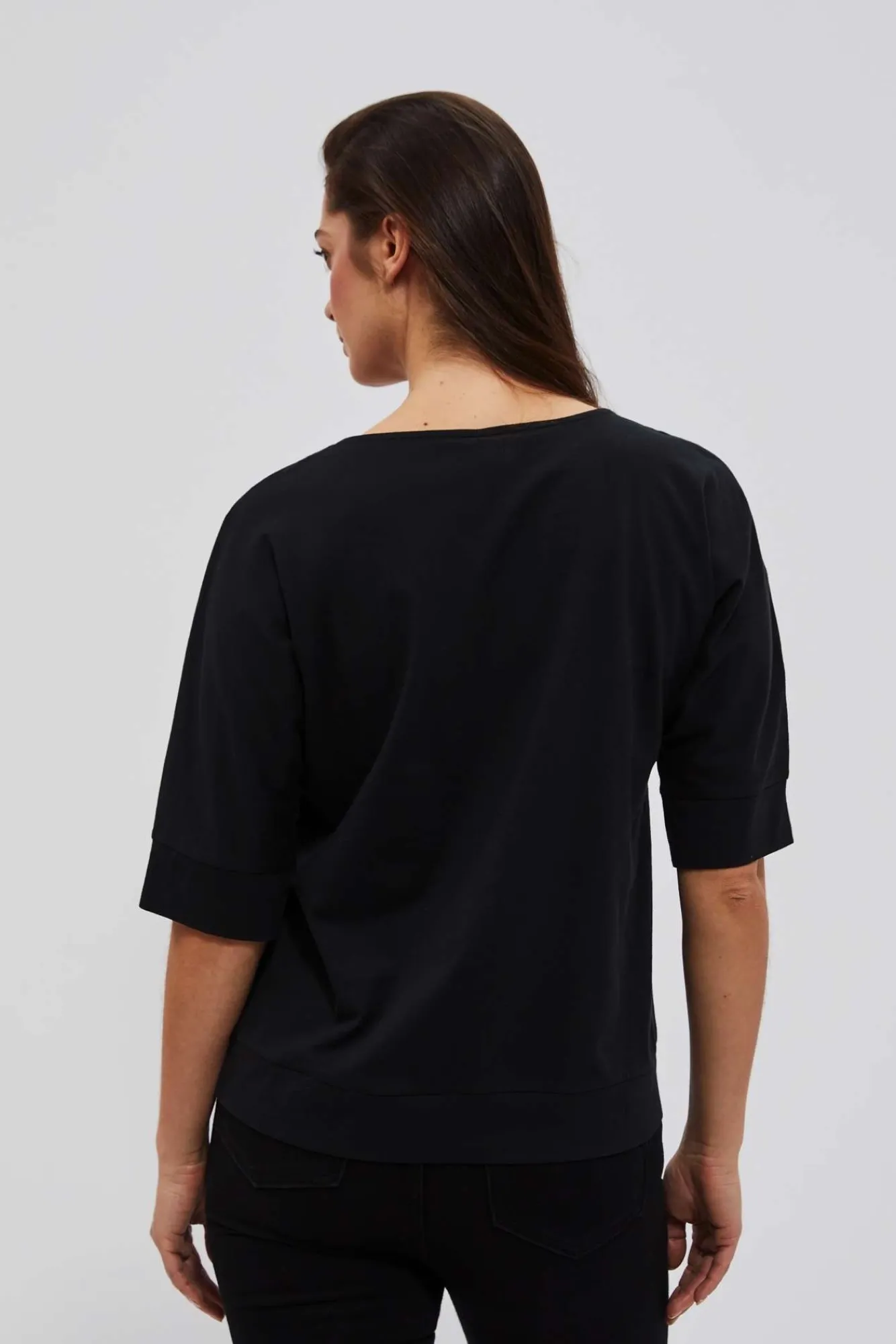Bluzki Biale|Bluzki Bawełniane>Moodo T-shirt z nadrukiem serc czarny