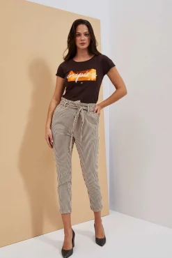 Bluzki Z Krótkim Rękawem|Bluzki Na Lato>Moodo T-shirt z napisem ciemnbrązowy