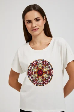 Bluzki Bawełniane|Bluzki Z Krótkim Rękawem>Moodo T-shirt z nardukiem biały
