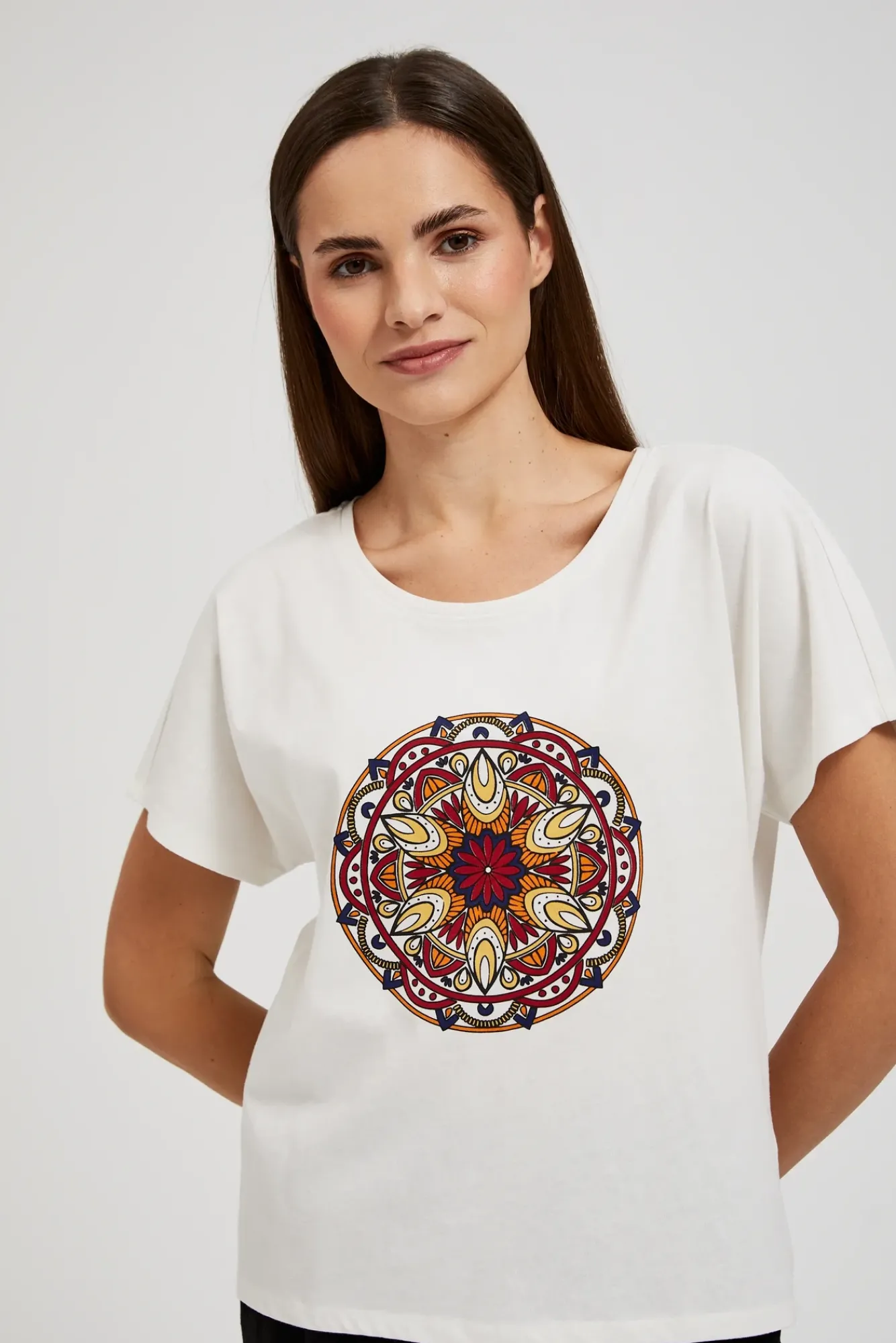 Bluzki Bawełniane|Bluzki Z Krótkim Rękawem>Moodo T-shirt z nardukiem biały