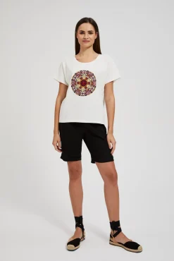 Bluzki Bawełniane|Bluzki Z Krótkim Rękawem>Moodo T-shirt z nardukiem biały