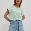 Bluzki Bawełniane|Bluzki Z Krótkim Rękawem>Moodo T-shirt z odkrytymi plecami miętowy