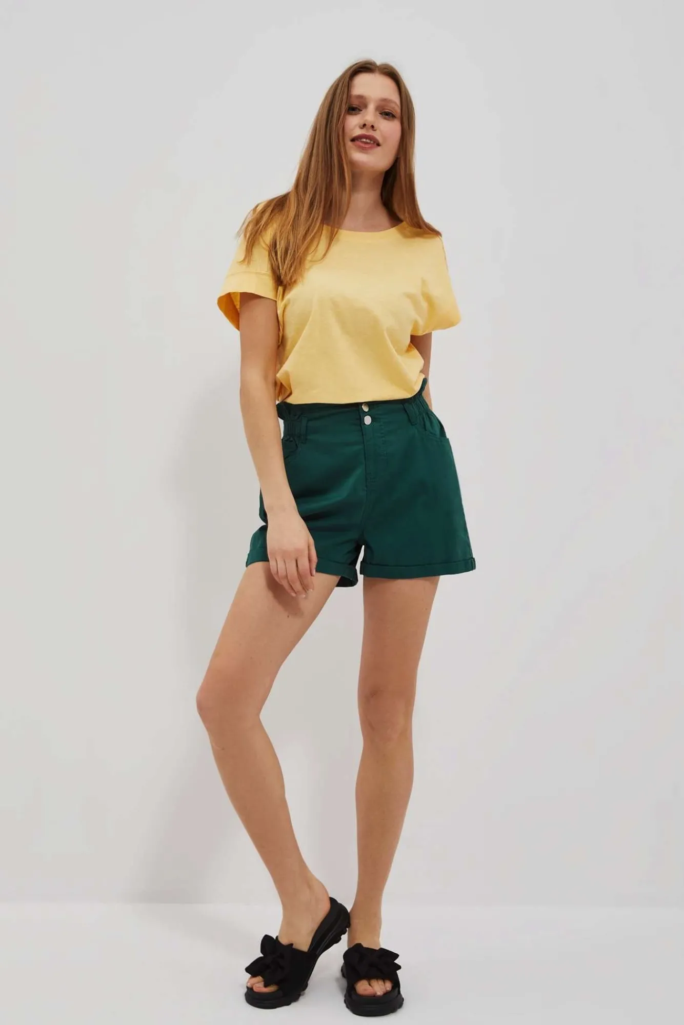 Bluzki Bawełniane|Bluzki Z Krótkim Rękawem>Moodo T-shirt z odkrytymi plecami waniliowy