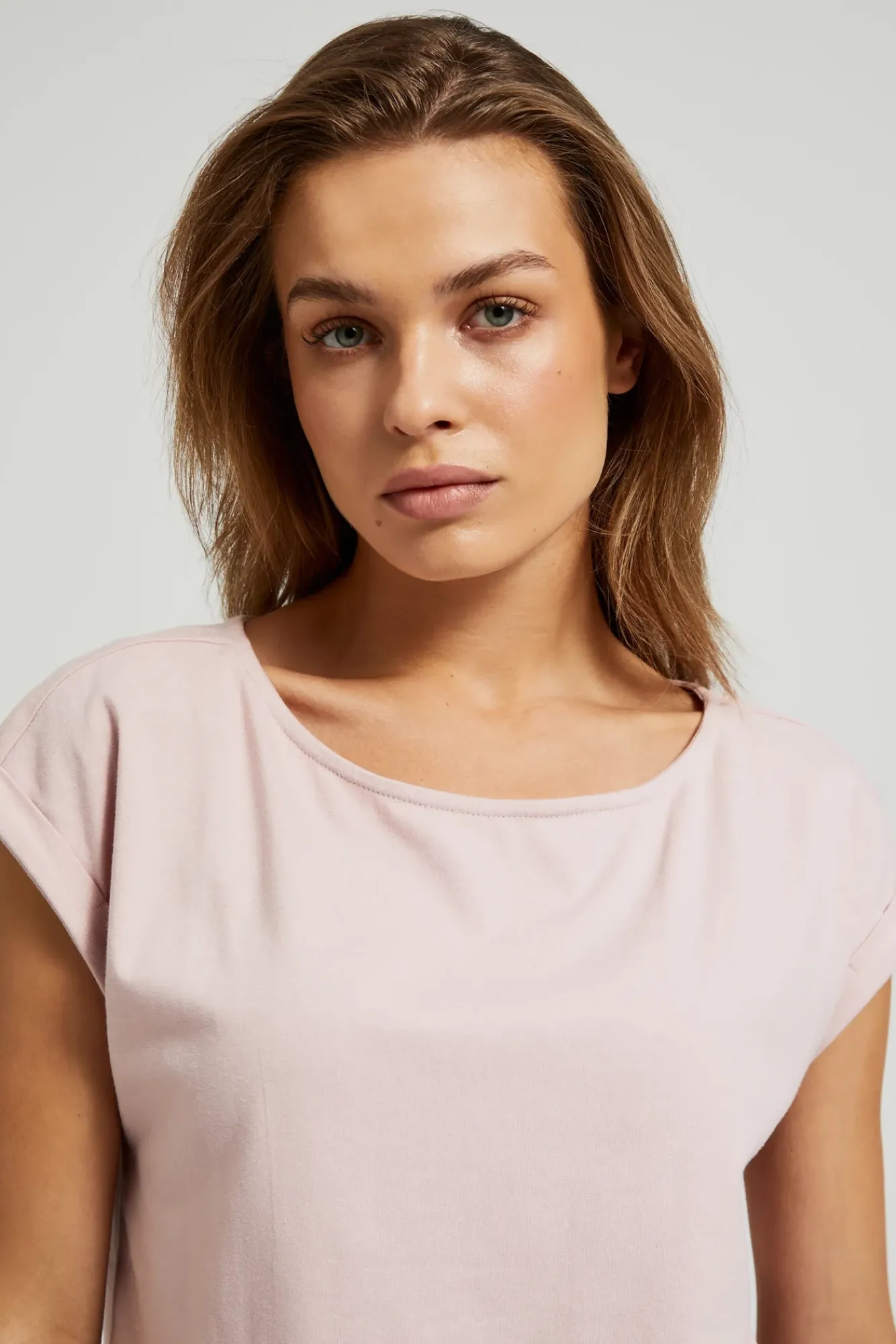 Bluzki Bawełniane|Bluzki Na Lato>Moodo T-shirt z okrągłym dekoltem różowy
