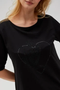 Bluzki Czarne|Bluzki Bawełniane>Moodo T-shirt z ozdobną aplikacją czarny