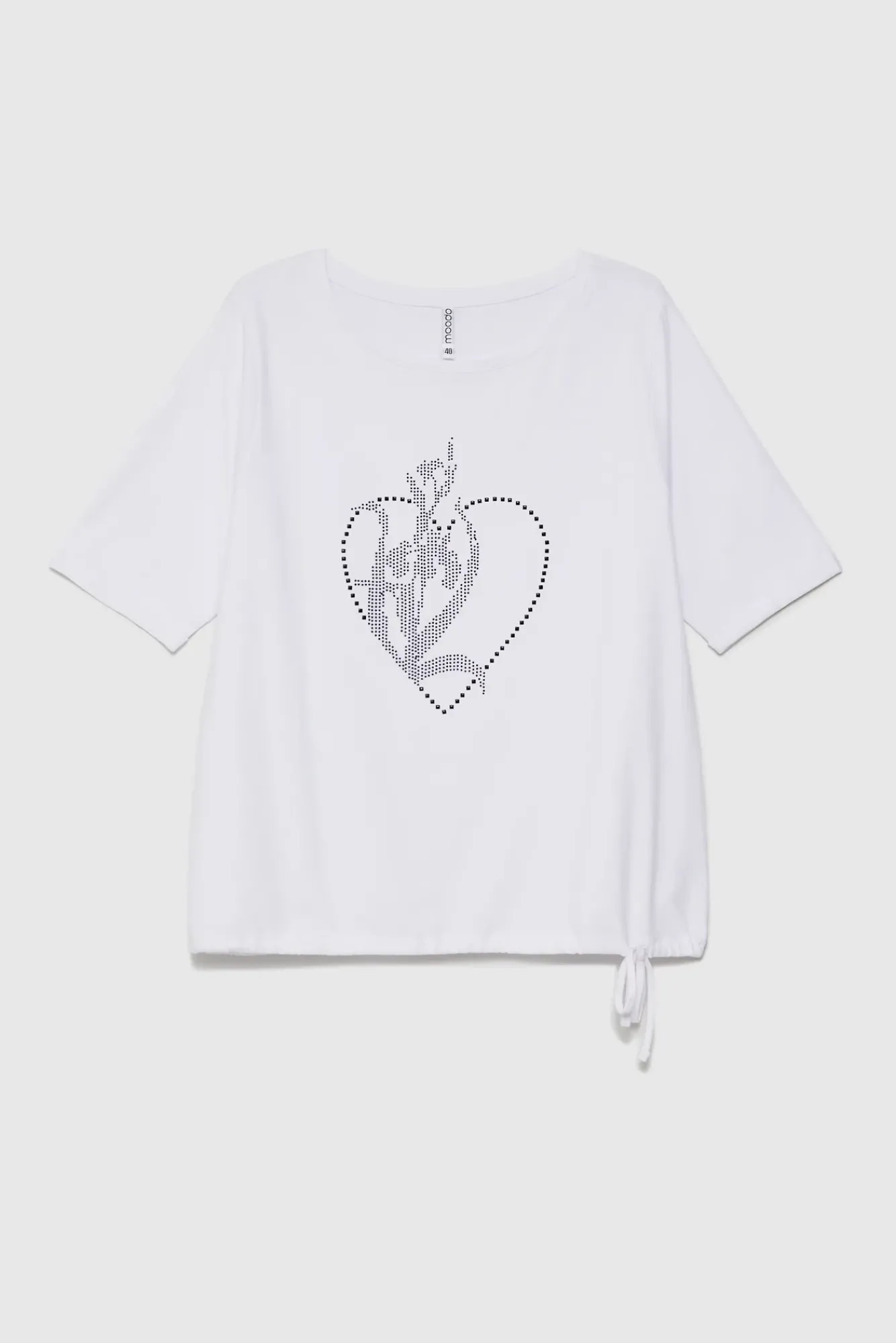 Bluzki Biale|Bluzki Bawełniane>Moodo T-shirt z ozdobną aplikacją biały
