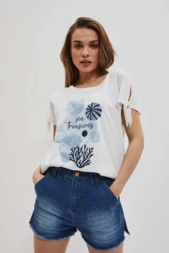 Bluzki Biale|Bluzki Bawełniane>Moodo T-shirt z printem