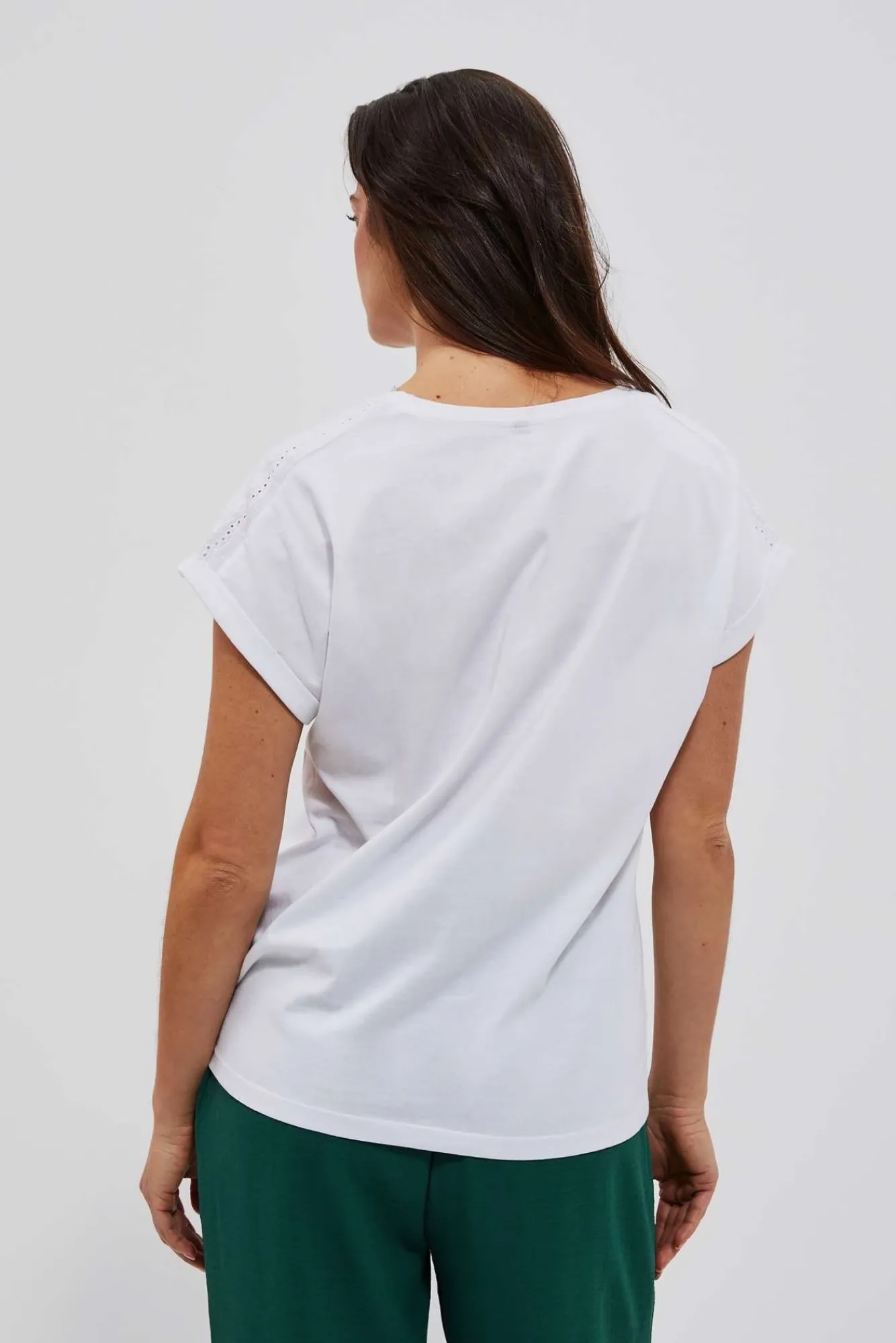 Bluzki Biale|Bluzki Bawełniane>Moodo T-shirt z wiązaniem biały