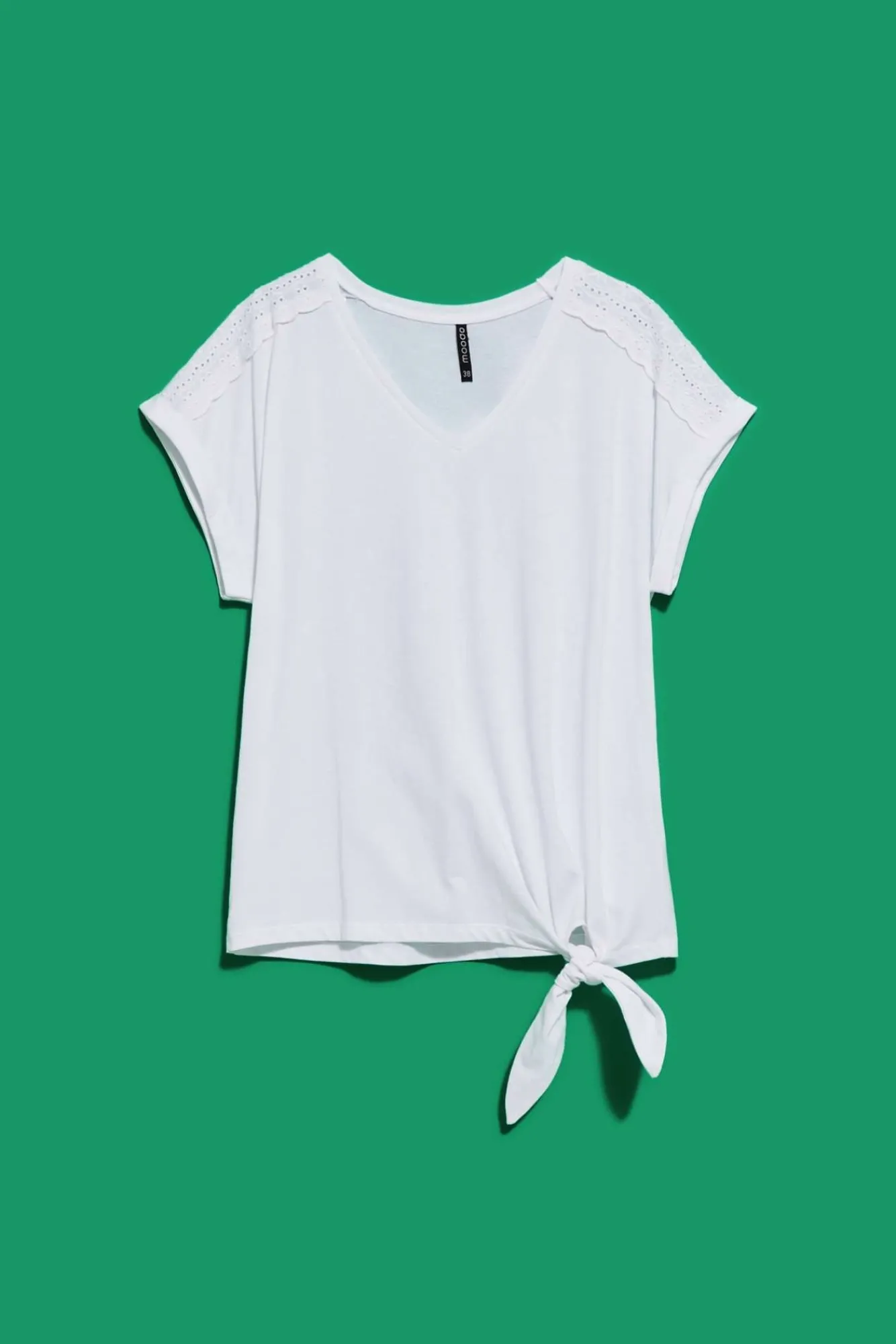 Bluzki Biale|Bluzki Bawełniane>Moodo T-shirt z wiązaniem biały