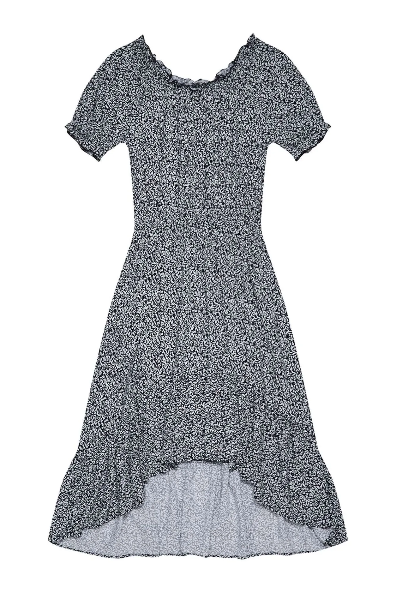 Sukienki Na Co Dzień|Sukienki Rozkloszowane>Moodo Wzorzysta sukienka z wiskozy czarna
