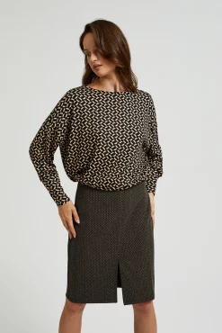Swetry Casual|Swetry Jesienne>Moodo Wzorzysty sweter z długimi rękawami czarny