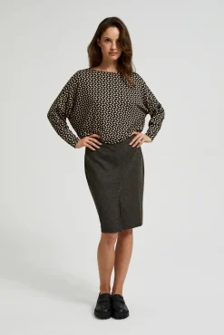 Swetry Casual|Swetry Jesienne>Moodo Wzorzysty sweter z długimi rękawami czarny