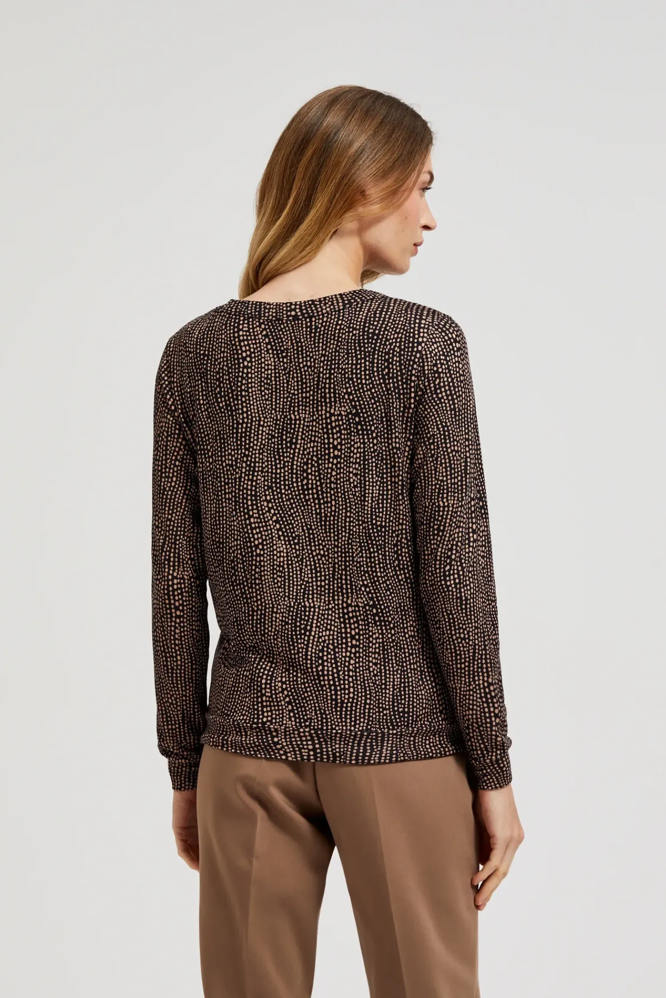 Swetry Casual|Swetry Jesienne>Moodo Wzorzysty sweter z wiązaniem w pasie czarny