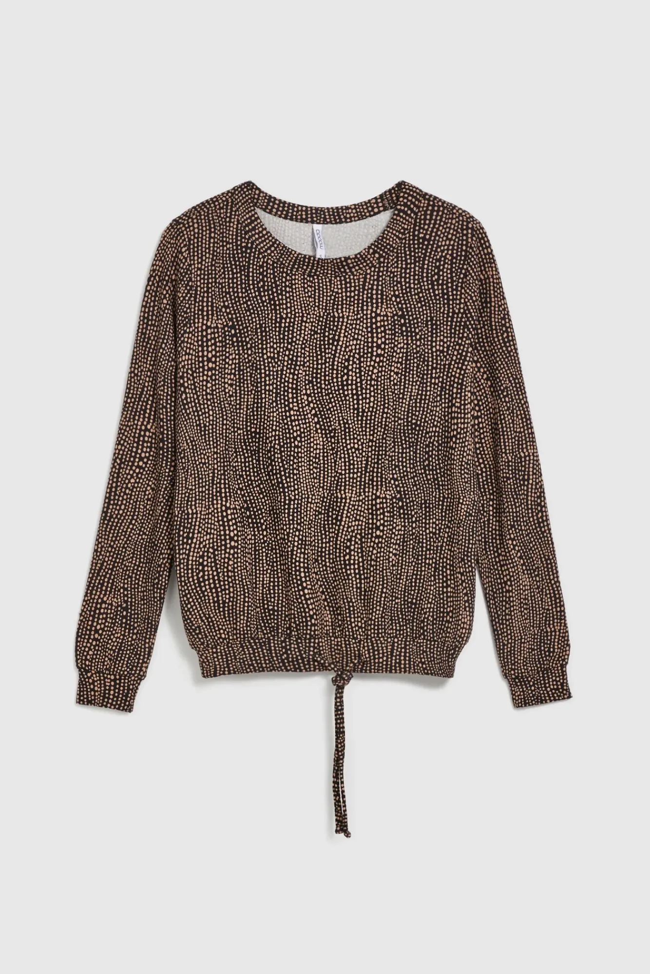 Swetry Casual|Swetry Jesienne>Moodo Wzorzysty sweter z wiązaniem w pasie czarny