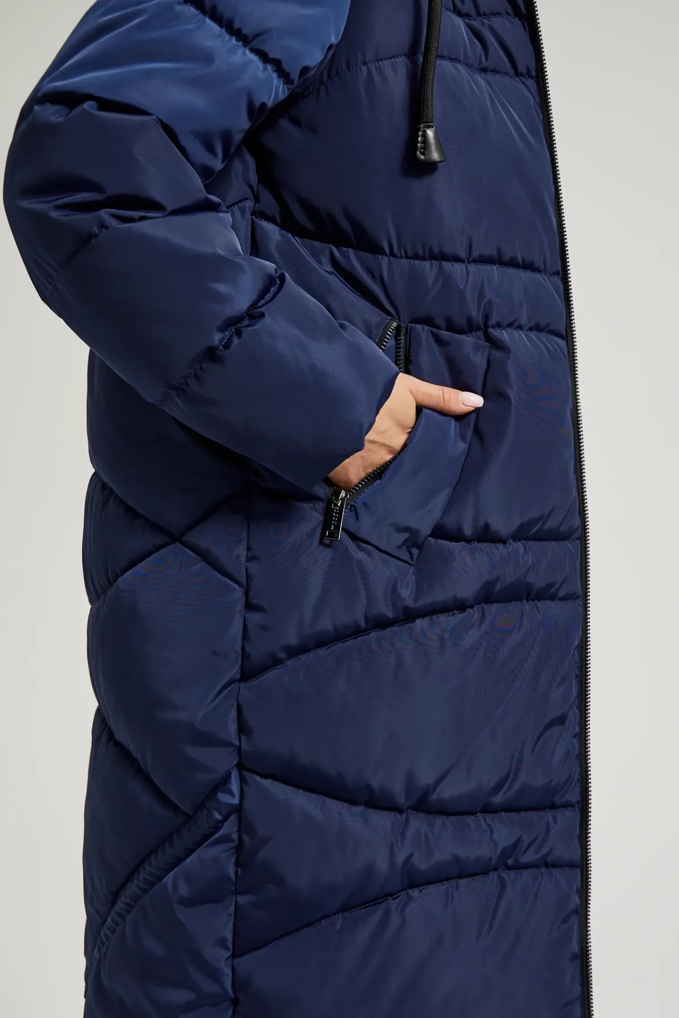 Kurtki Z Kapturem|Kurtki Oversize>Moodo Zimowa pikowana kurtka granatowa
